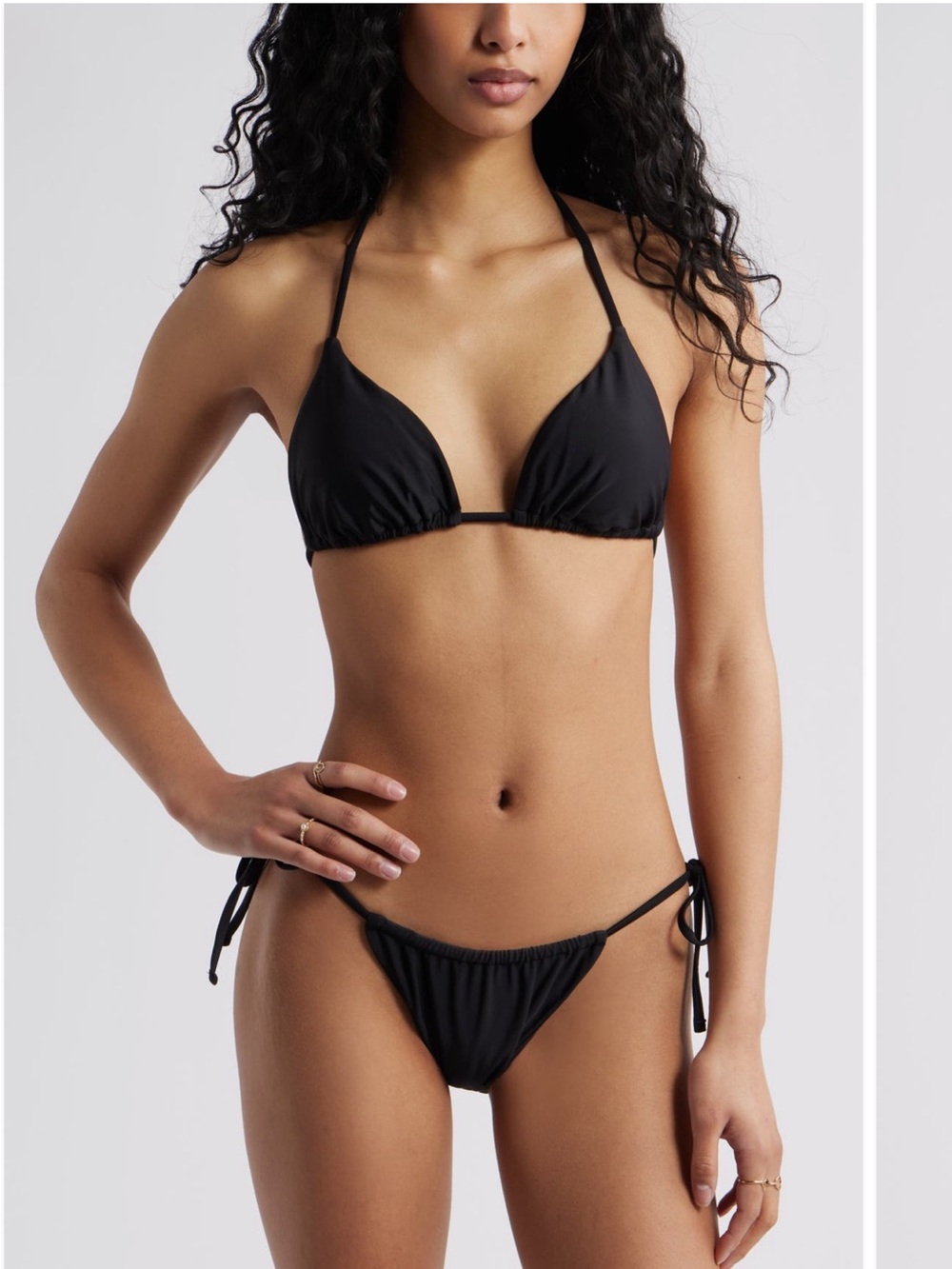 bp Black Triangle String Bikini Set